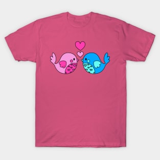 Love Birds (Pink and Blue) - Pink T-Shirt